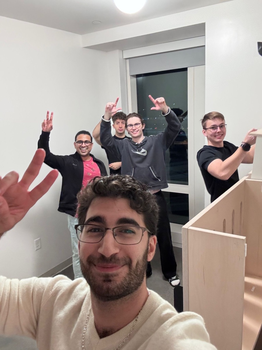 Selfie with friends celebrating during my time abroad